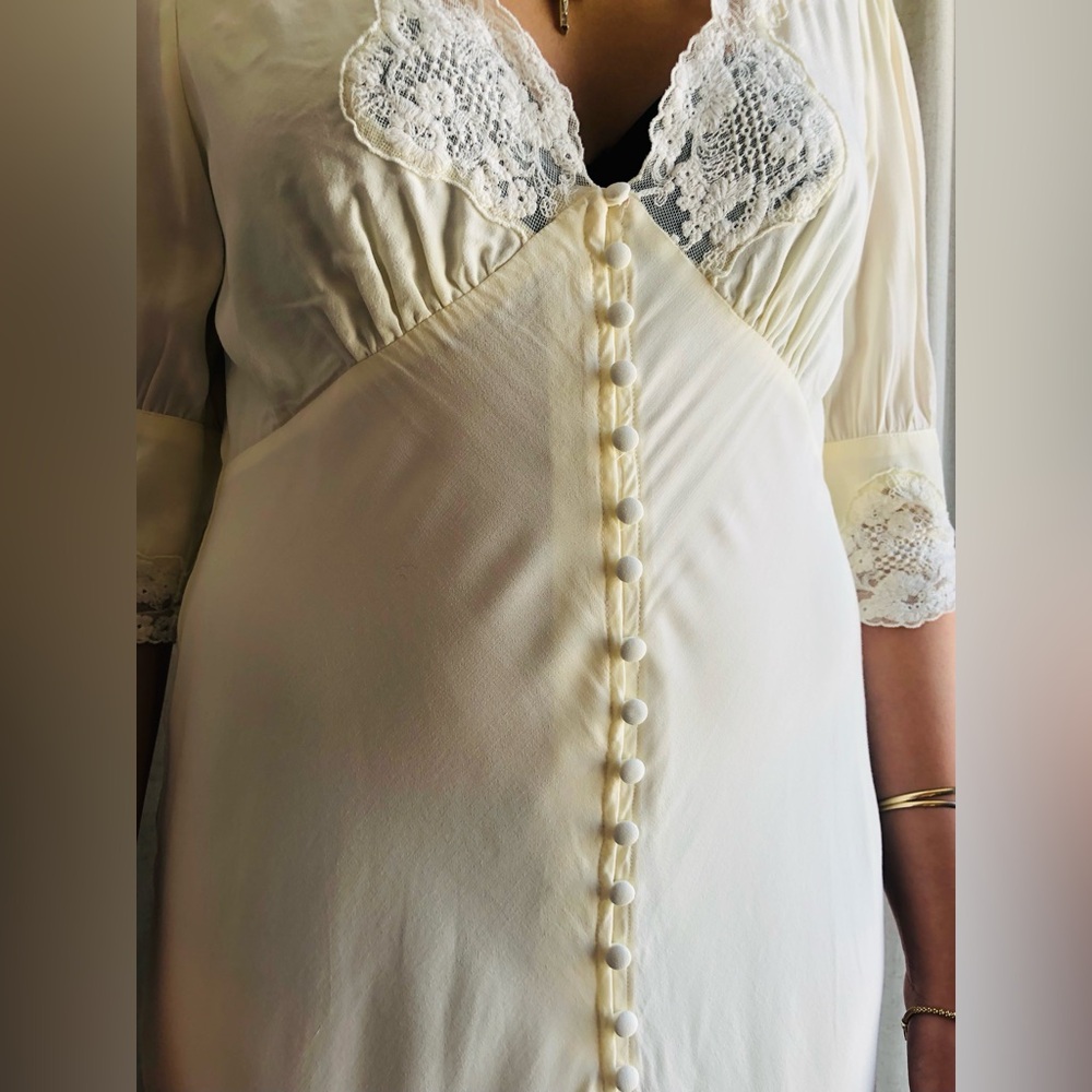 RIXO Bridal ‘Simone” Lace & Embroidered Cream Maxi Dress - Picture 9 of 13